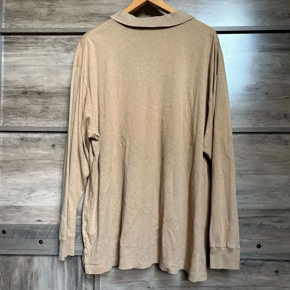 Ralph Lauren Sand Tan Long Sleeve Polo Shirt 2XB Preppy Classic Coastal Modern